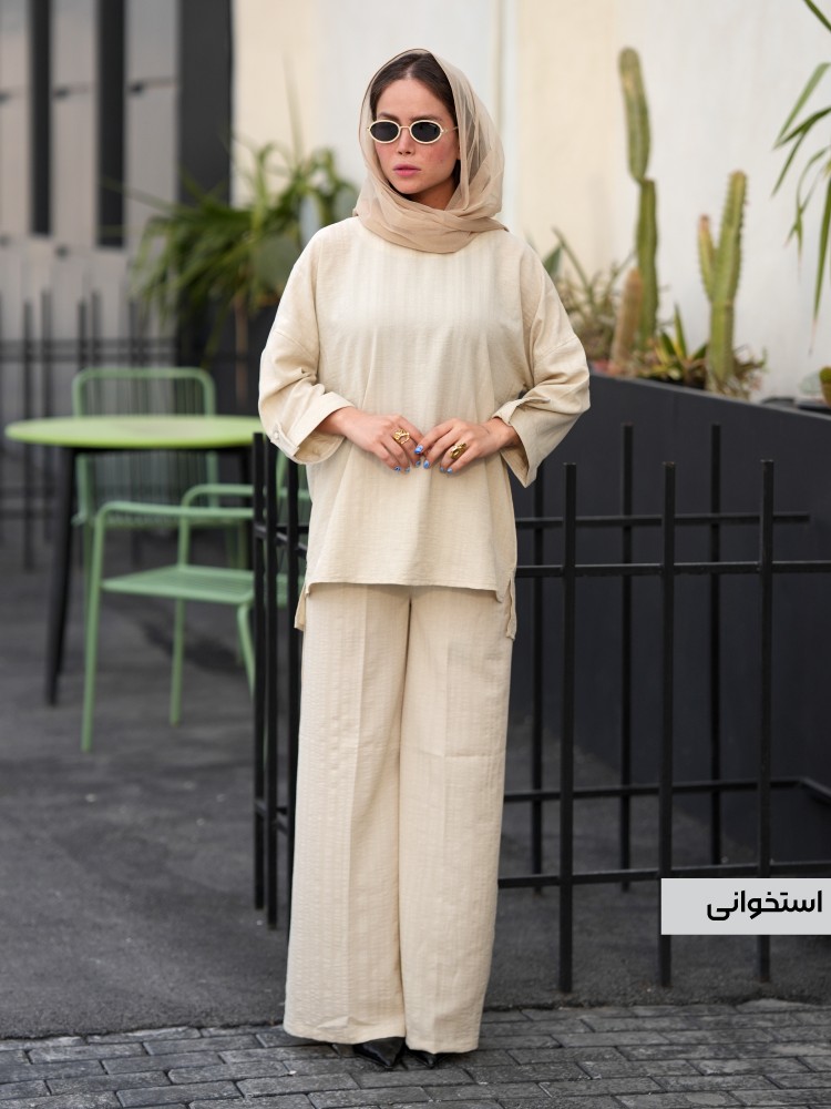 ست تونیک و شلوار ژاکارد Q31803 - تصویر 2